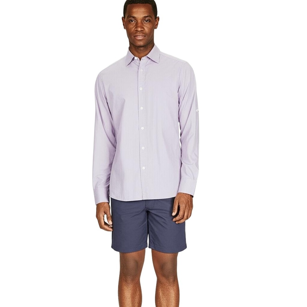 Z Zegna Lavender Long Sleeve Button Front Collared Dress Shirt Size Mediu